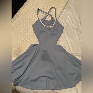Light Blue Halter Fit-and-Flare Dress